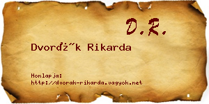 Dvorák Rikarda névjegykártya